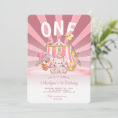 Invitation Pink Circus Big Top 1er anniversaire (Debout devant)