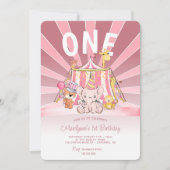 Invitation Pink Circus Big Top 1er anniversaire (Devant)