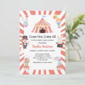 Invitation Pink Circus Carnival bébé Fille douche (Debout devant)