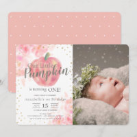 Pink Citrouille Watercolor Girl Photo 1er annivers