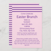 Invitation Pink Classic rayé Pâques Brunch (Devant / Derrière)