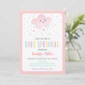 Invitation Pink Cloud Girl Baby Sprinkel (Debout devant)