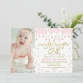 Invitation Pink Cloud Twinkle Twinkle Star Photo 1er annivers (Debout devant)