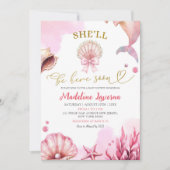 Invitation Pink Coastal She'll Be Here Soon Baby Shower (Devant)