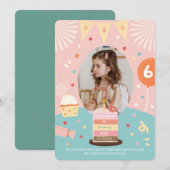 Invitation Pink Colorée Étincelle Princesse Photo Anniversair (Devant / Derrière)