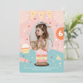 Invitation Pink Colorée Étincelle Princesse Photo Anniversair (Debout devant)