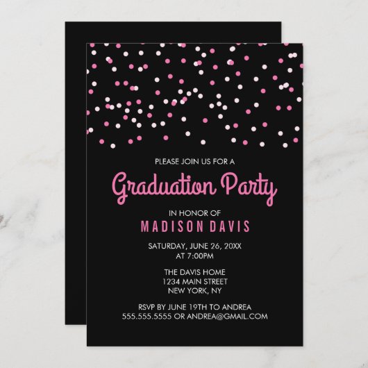 Invitation Pink Confetti (Devant / Derrière)