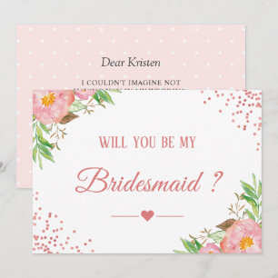 Invitation Pink Confetti Floral Serez-Vous Ma Femme D'Accueil