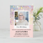 Invitation Pink Confetti Photo 91e anniversaire (Debout devant)