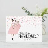 Invitation Pink Confetti Serez-Vous Ma Fille Fleur Ethnique (Debout devant)