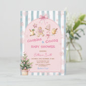 Invitation Pink Cookies and Cocoa Snowflakes Baby Shower  (Debout devant)