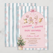 Invitation Pink Cookies and Cocoa Snowflakes Baby Shower  (Devant / Derrière)