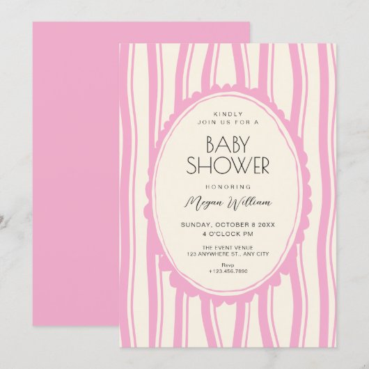 Invitation Pink coquette (Devant / Derrière)