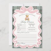 Invitation Pink Coquette Bow Bear Girl Advice for Baby Card (Devant)