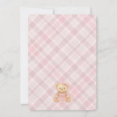 Invitation Pink Coquette Bow Bear Tartan Plaid Birthday (Dos)
