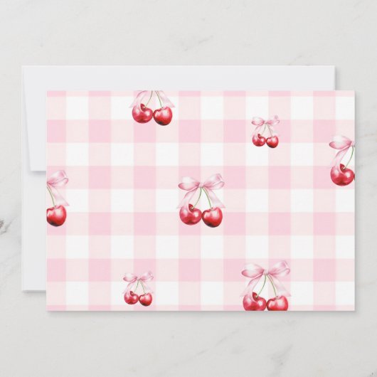 Invitation Pink Coquette Bow Cherry On Top Baby Shower Photo (Dos)