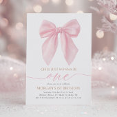 Invitation Pink Coquette Bow First Birthday