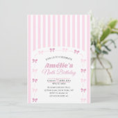 Invitation Pink Coquette Bow Ninth Birthday Party  (Debout devant)