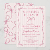 Invitation Pink Coquette Bow nouer la Fête des mariées de noe (Devant / Derrière)