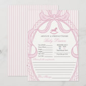 Invitation Pink Coquette Bow Rocking Horse Baby Advice Card (Devant / Derrière)