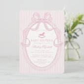 Invitation Pink Coquette Bow Rocking Horse Baby Shower (Debout devant)