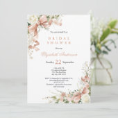Invitation Pink Coquette Bow Watercolor Floral Bridal Shower (Debout devant)