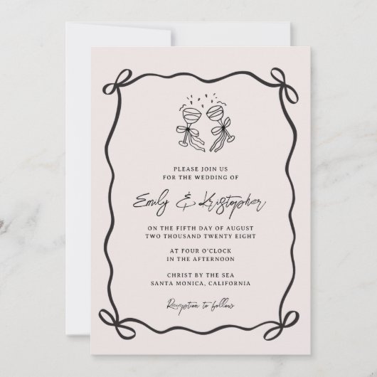 Invitation Pink Coquette Bow Wedding (Devant)