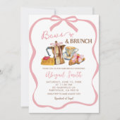 Invitation Pink coquette bows and brunch baby shower (Devant)