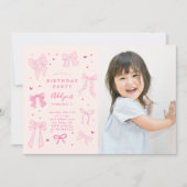 Invitation Pink Coquette Bows Anniversaire Photo (Devant)