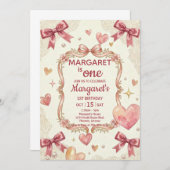 Invitation Pink Coquette Bows Birthday (Devant / Derrière)