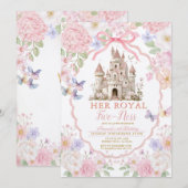 Invitation Pink Coquette Butterflies Royal fiveness Birthday  (Devant / Derrière)