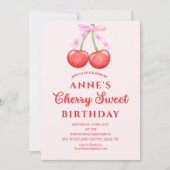 Invitation Pink Coquette Cherry on Top Baby Girl Shower (Devant)