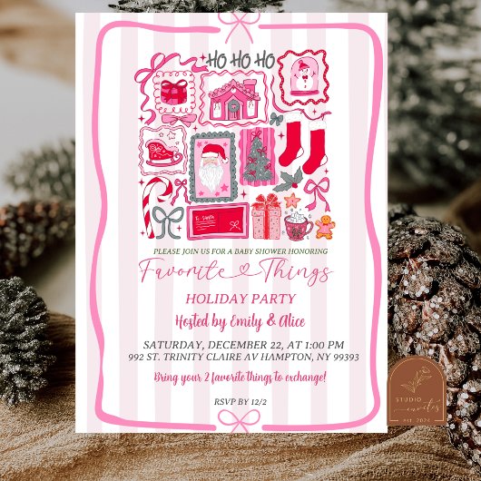 Invitation Pink Coquette Christmas Favorite Things Holiday