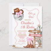 Invitation Pink Coquette Disco Lets Go Cowgirl Anniversaire (Devant)