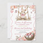 Invitation Pink Coquette Girl Easter Bunny Birthday (Devant)