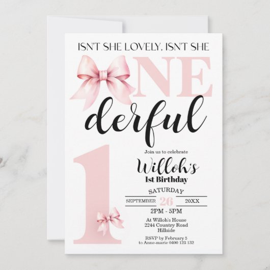 Invitation Pink Coquette n'est pas son anniversaire magnifiqu (Devant)