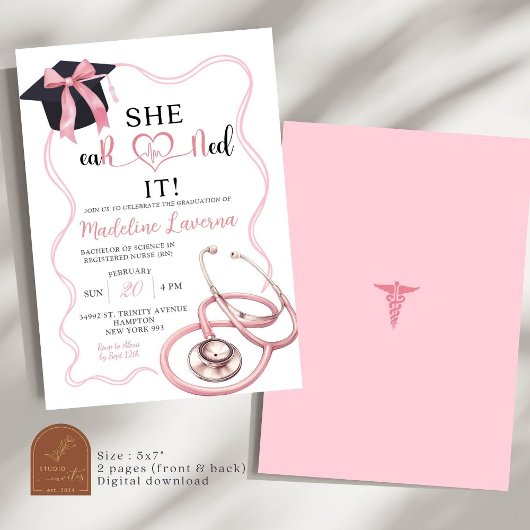 Invitation Pink Coquette Nurse Graduation