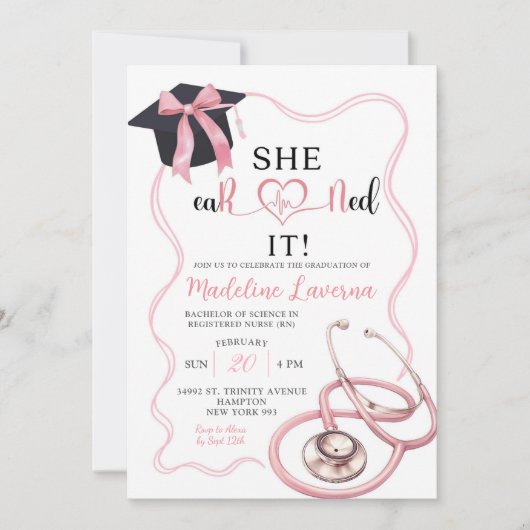 Invitation Pink Coquette Nurse Graduation (Devant)