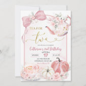 Invitation Pink Coquette Pumpkin Tea For Two Second Birthday (Devant)