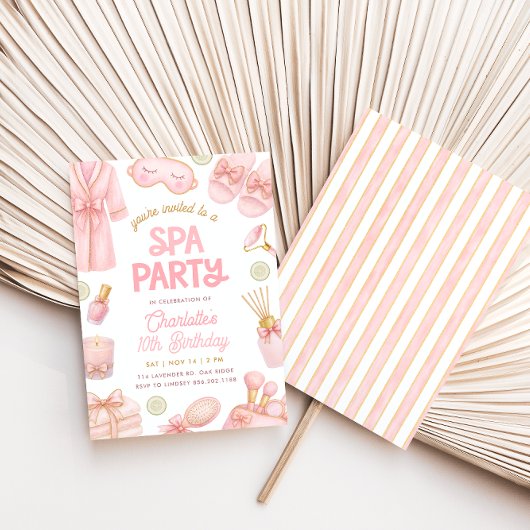 Invitation Pink Coquette Spa Party Birthday