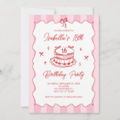 Invitation Pink Coquette Striped Vintage Bow 16th Birthday (Devant)