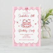 Invitation Pink Coquette Striped Vintage Bow 16th Birthday (Debout devant)