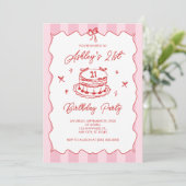 Invitation Pink Coquette Striped Vintage Bow 21st Birthday (Debout devant)
