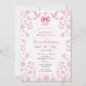 Invitation Pink Coquette Talavera Cielito Lindo Baptism  (Devant)