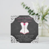 Invitation Pink Corset blanc dentelle Chalkboard Lingerie Dou (Debout devant)