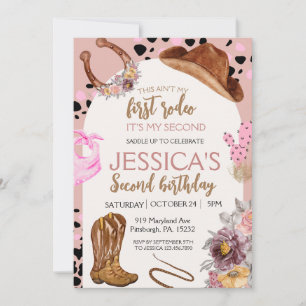 Invitation Pink Cowgirl Anniversaire 2ème Rodeo girl Party