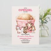 Invitation Pink Cowgirl Baby shower occidental (Debout devant)