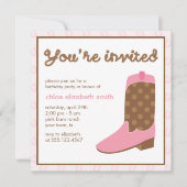 Invitation Pink Cowgirl Boot Western Anniversaire (Devant)