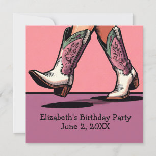 Invitation Pink Cowgirl Boots Western Girl fête d'anniversair