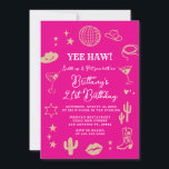 Invitation Pink Cowgirl Disco Ball Any Age Birthday<br><div class="desc">Disco Ball Cowgirl Boot Floral Western Invitation.
Rustic 21st,  30th,  or 40th Western Cowgirl Birthday.</div>